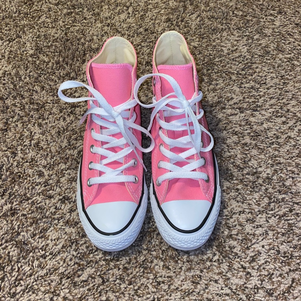 Pink high top converse